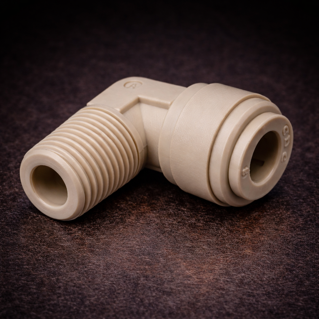 [FIT-PTC-MEL-038-025] 3/8" Tube × 1/4" MNPT Push-to-Connect Male Elbow